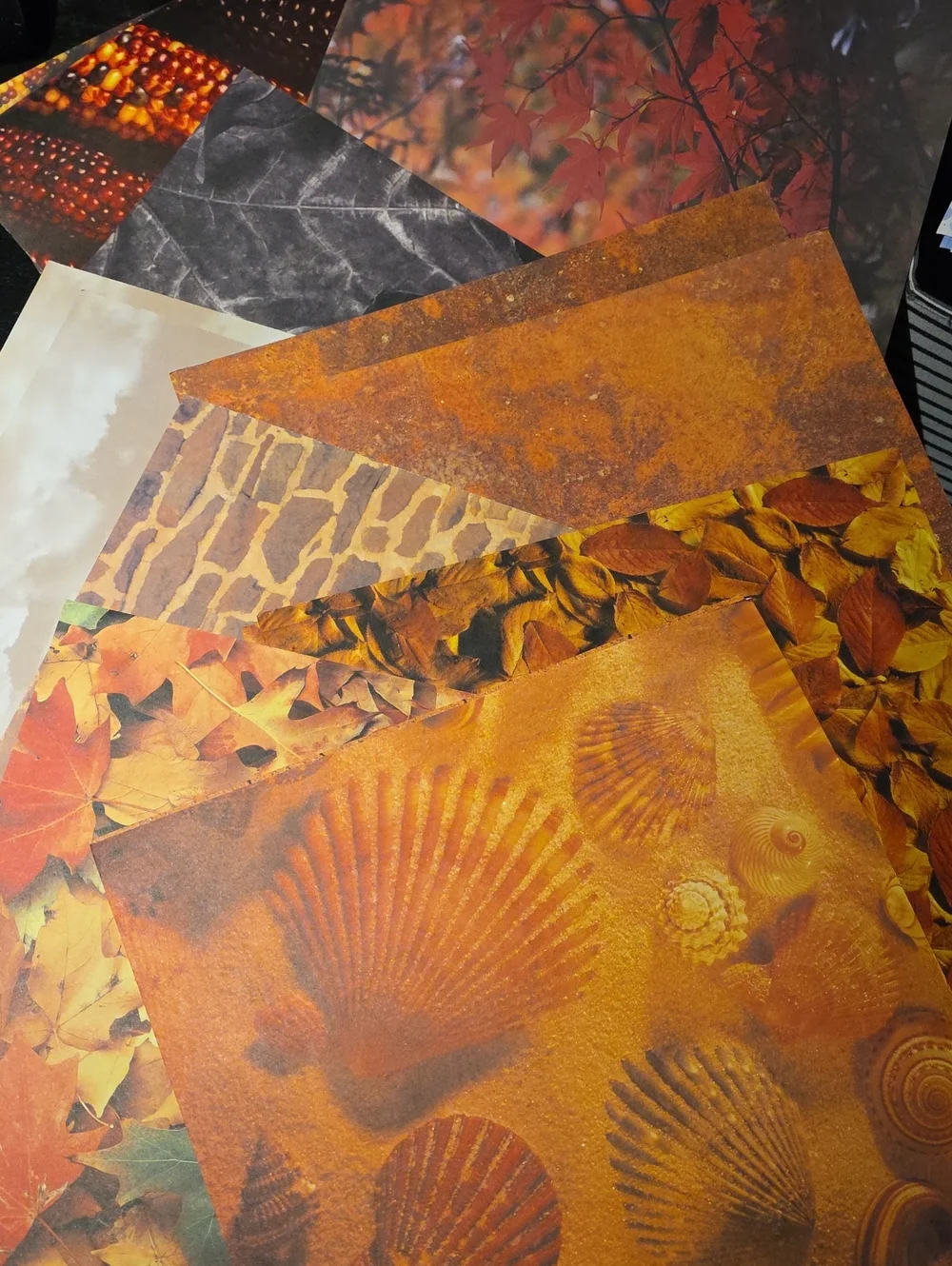 Autumn Pattern Scrapbook Paper Set - Warm Orange & Brown